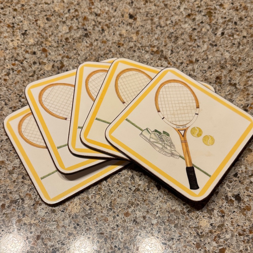 Vintage Pimpernel Tennis Coasters - Yellow and Brown